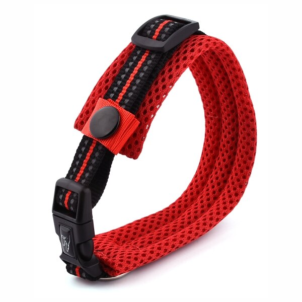 Nylon Halsbanden Comfortabele Verstelbare Mesh Gevoerde Reflecterende Hond Kraag Ketting Voor Dog Training Outdoor: Red / XS 18-23cm Dog Neck