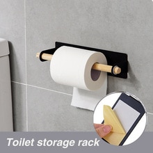 1pc Wall-mounted Storage Box Rag Bracket Plastic Packaging Storage Rack Wood and Metal Kitchen Towel Rack Towel Rack