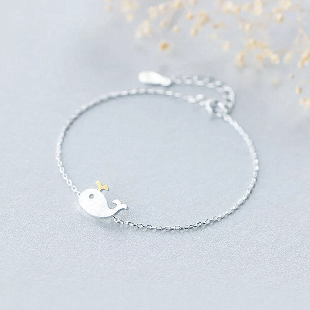 925 Sterling Zilveren Little Whale Dolfijnen Armband Voor Vrouwen Meisje Goede Vrienden S-B216