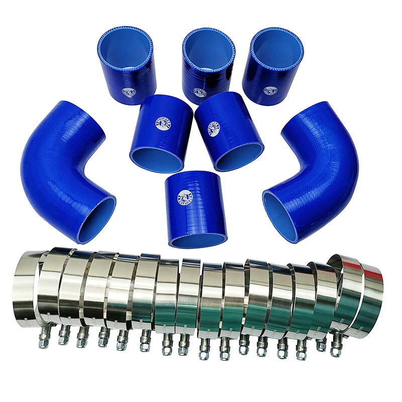 2.0" 51mm /2.25" 57mm/ 2.5'' 63mm / 3'' 76mm Silicone Hose Pipe Turbo Intake Universal Intercooler Turbo Piping kit: 57mm blue