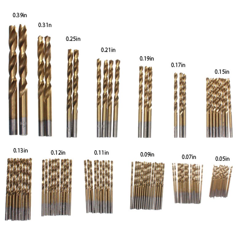 99PCS Titanium HSS Drill Bits 1.5mm-10mm Coated Stainless Steel HSS High Speed Drill Bit Set for Electrical Dril Home Building