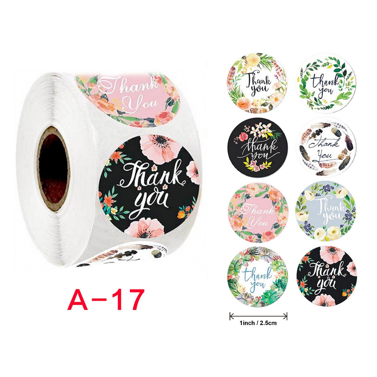500pcs Roll Seal Label Handmade Custom Sticker Cut And Paste Flower Handmade Crafts Decoration Thank You Seal Sticker: A-17