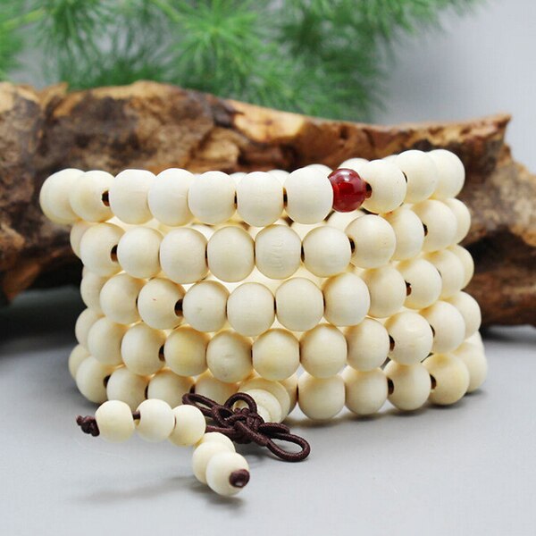 108 Beads 8mm Natural Sandalwood Buddhist Buddha Meditation Beads Bracelet For Women Men Prayer Bead Rosary Hanging Decoration