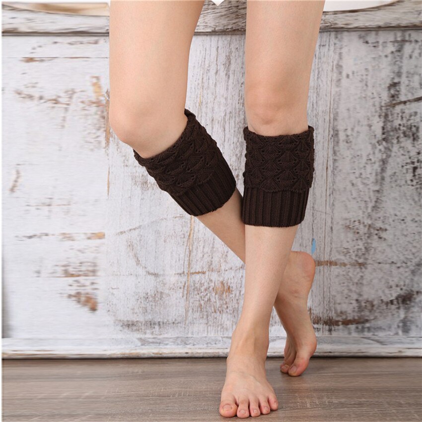 Leg Warmers Women Warm Knee High Winter Knit Solid Crochet Leg Warmer Socks Warm Boot Cuffs Beenwarmers Socks: Dark gray