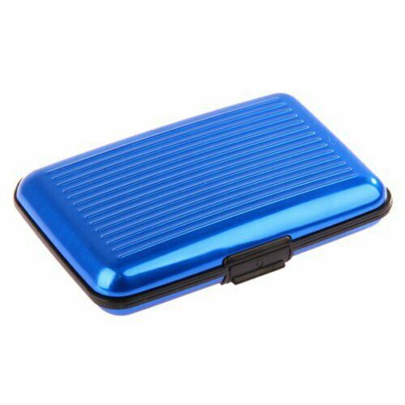 Waterdichte Zaken Id Credit Card Wallet Holder Metal Pocket Case Box: Blue-Lines
