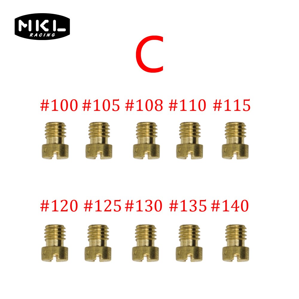 10 Uds carburador de la motocicleta Jet principal Kit lento/piloto de Jet toberas de los inyectores principales para PWK PE Mikuni OKO Park KOSO carbohidratos: C