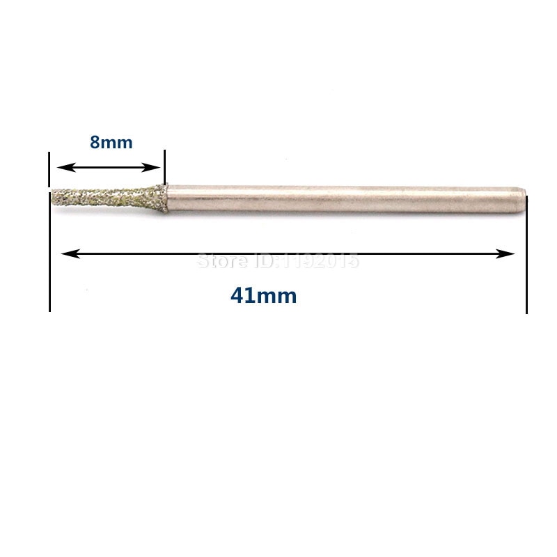 6PCS 2.35MM Shank Diamond Grinding Head Burr Needle Point Engraving Carving Polishing Glass Jade Stone Drill Bits Rotary Tools