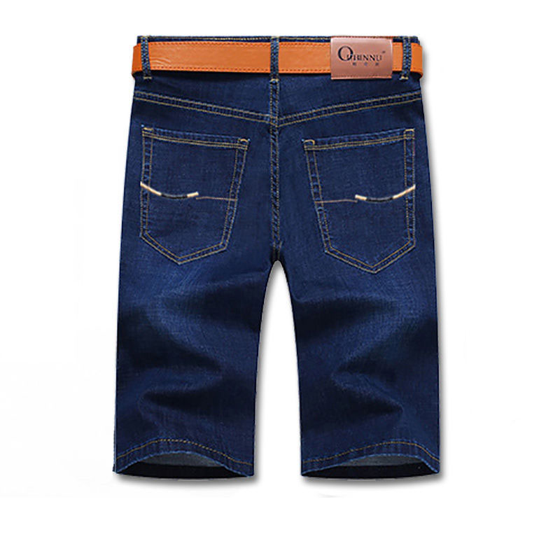 Summer Men Business casual Denim Shorts Stretch Slim Straight Thin Blue Cotton Short Jeans Male Brand Clothes: C / 34