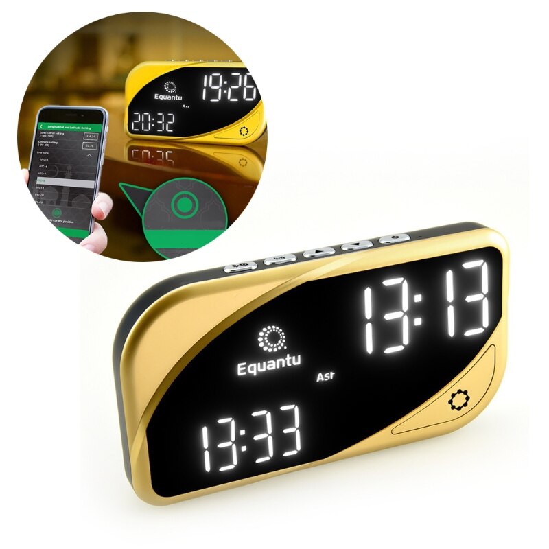 Azan Counter Digital Automatic Islamic Azan Muslim Prayer Alarm Table Clock Battery Oporated Mosque Outdoor Gold