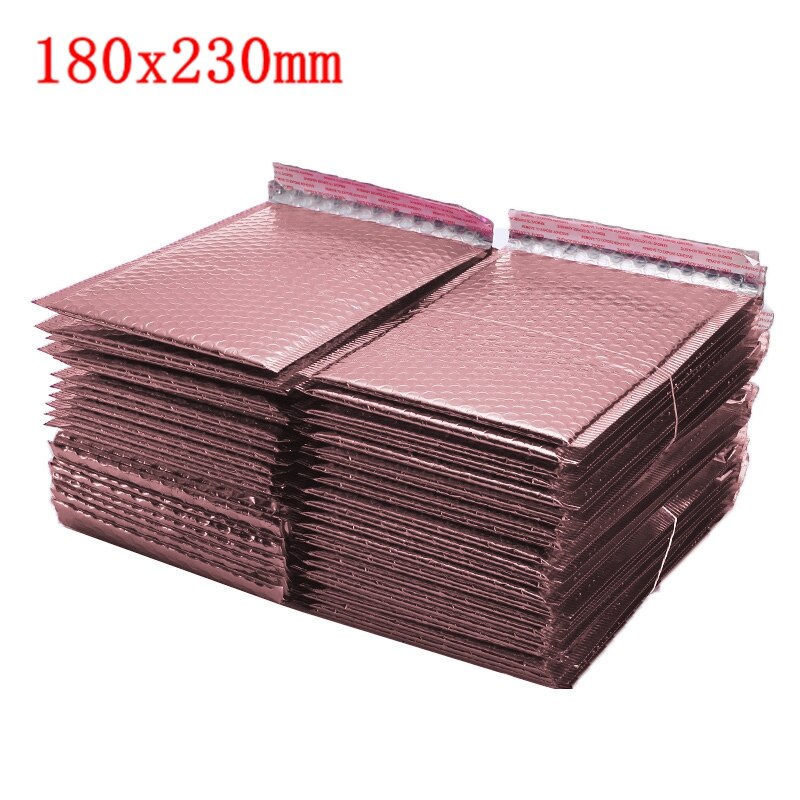 50 PCS/Lot Gold Plating Paper Bubble Envelopes Bags Different Specifications Mailers Padded Envelope Bubble Mailing Bag: 180x230mm rose gold