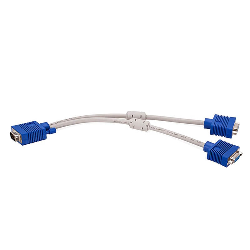 VGA Splitter Cable Male to 2 Female Monitor Adapter Extension Converter Video Cable PC Laptop Monitor Stable VGA Wire Cord