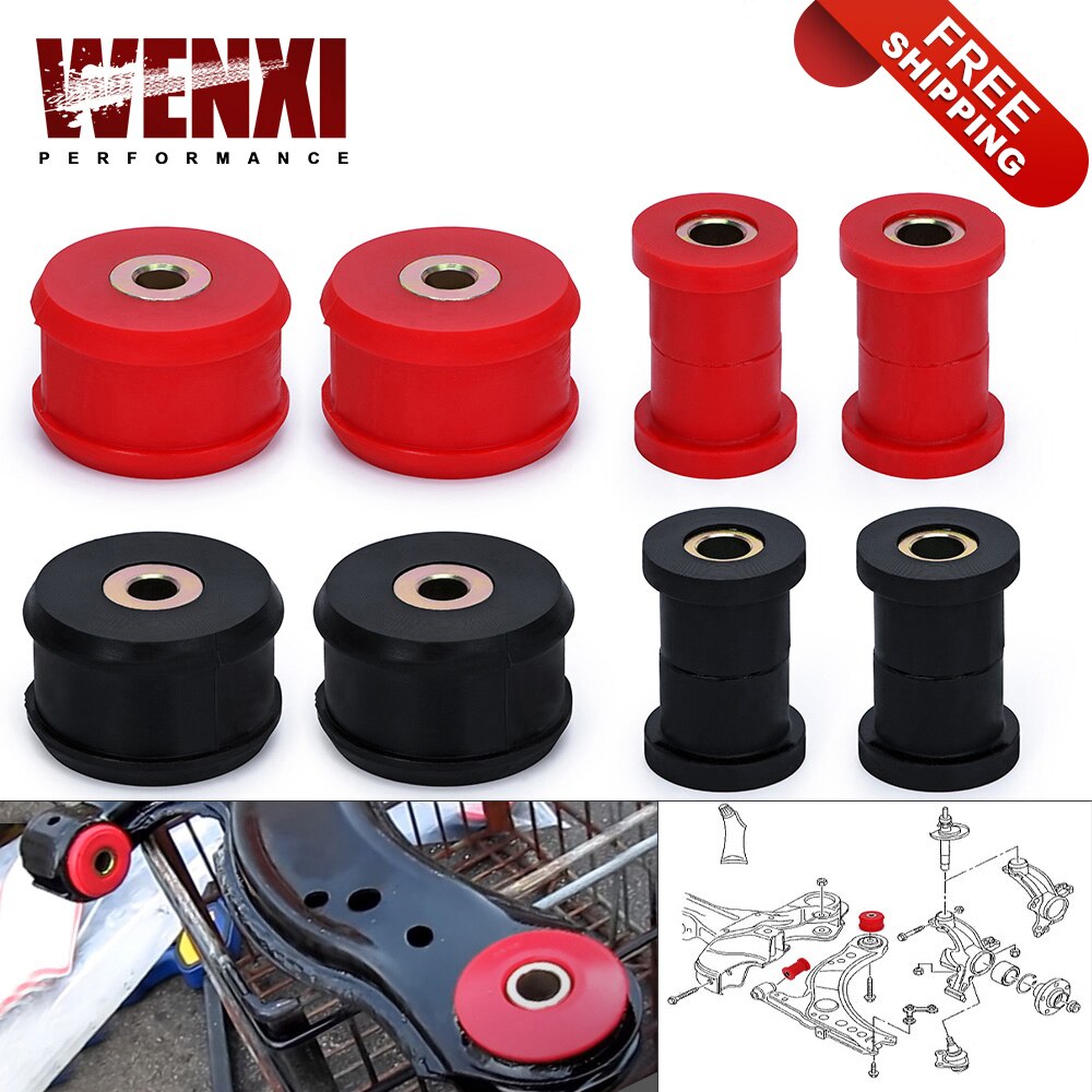 Frente de brazo de Control casquillo Kit para VW escarabajo 98-06 de Golf/85-06/Jetta 85-06 de poliuretano negro rojo WX-CAB01
