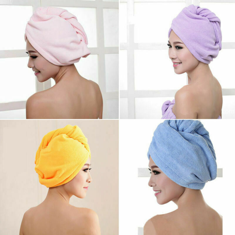Toalla de microfibra de secado rápido turbante mágico envolvente para secado de cabello gorro de baño para mujer Toalla de baño para secar el cabello parada de secador de pelo