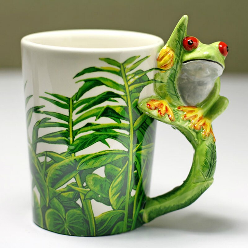 300ml Frog Ceramic Mugs 3D Cartoon Cup Hand Drawn Animal Coffee Mug Coffee Cup: Default Title