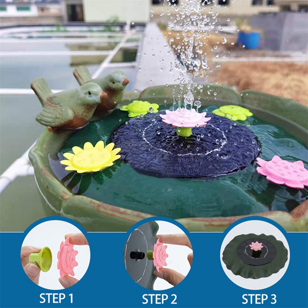 Floating Solar Fountain Garden Water Fountain Pool Pond Decoration Solar Powered Solar Bird Bath Water Pumps Garden Decoration: 8.6x1.9inch