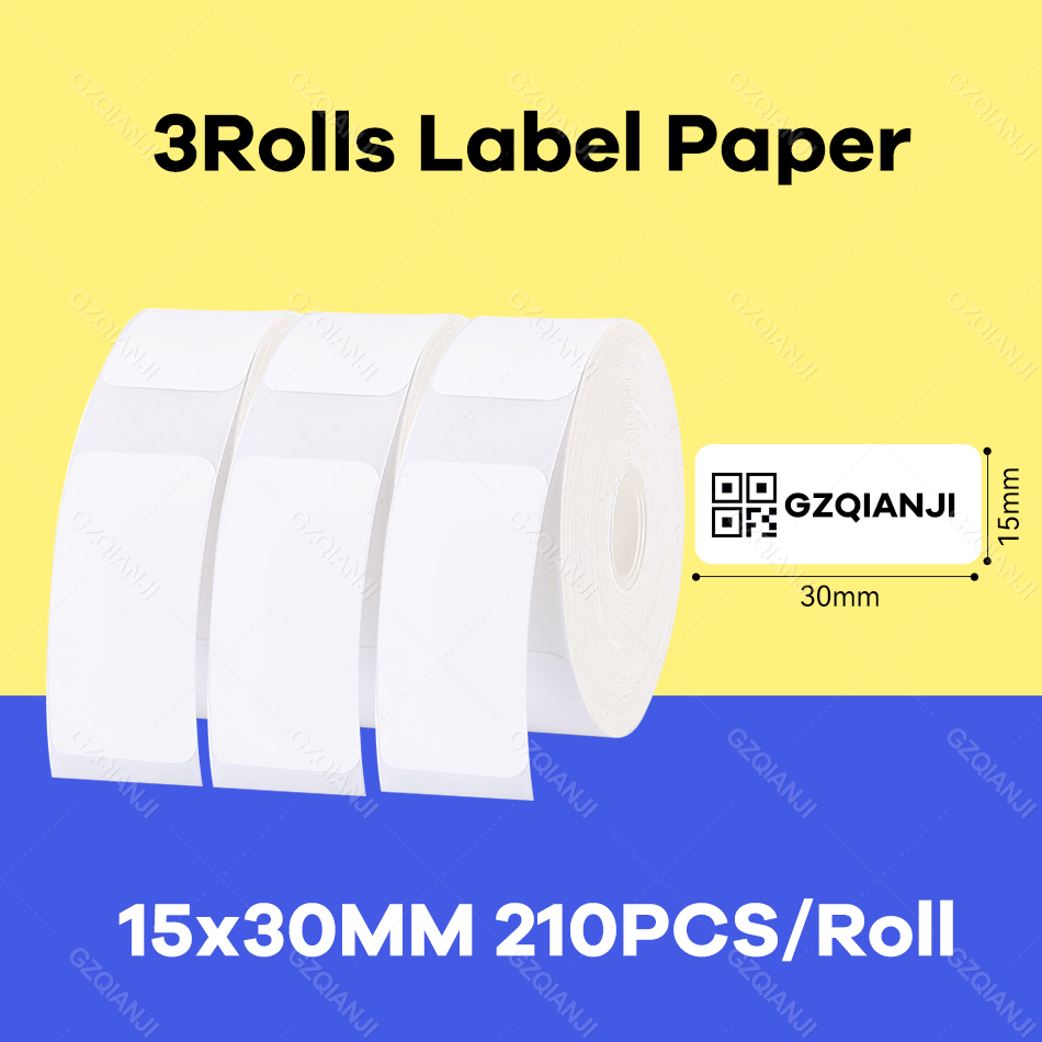 Niimbot-rollo de etiquetas adhesivas D110 D11, papel térmico directo, adhesivo fuerte, impresión transparente para impresora térmica de bolsillo: 3Rolls15x30mm
