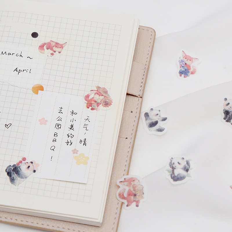 45pcs/1lot Kawaii Stationery Stickers Cute Animal Fox Diary Planner Decorative Mobile Stickers Scrapbooking DIY Craft Stickers
