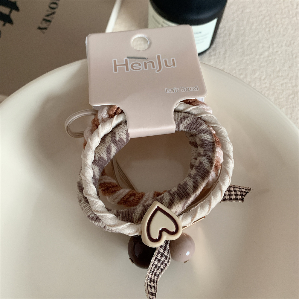 4 unids/set de cuerdas elásticas para el cabello a la , diadema Simple con forma de corazón para mujer, coleteros altos, banda de goma, accesorios para el cabello: Azul cielo