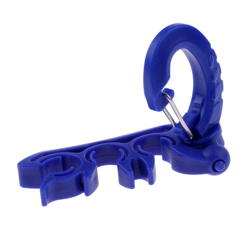 Perfecte duikuitrusting, drievoudige 3- slangenregelaar en meterhouder, cliphouder voor duikslang: Blauw 