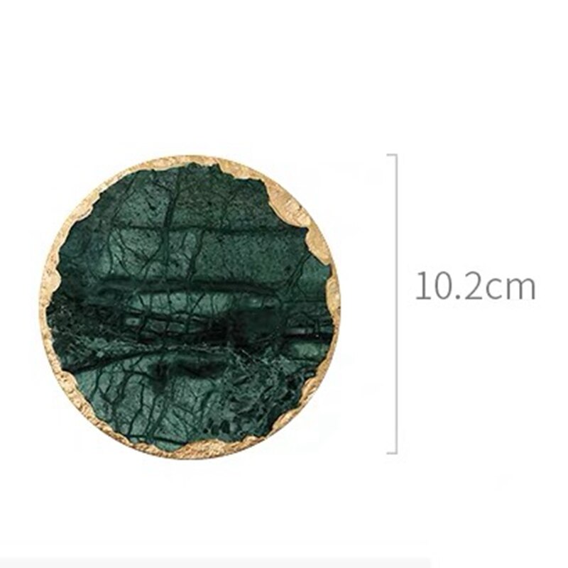Luxe Antislip Emerald Real Marmer Coaster Mok Plaats Mat Groene Steen Met Gouden Inlay Hittebestendige Trivet Tafel decoratie: A