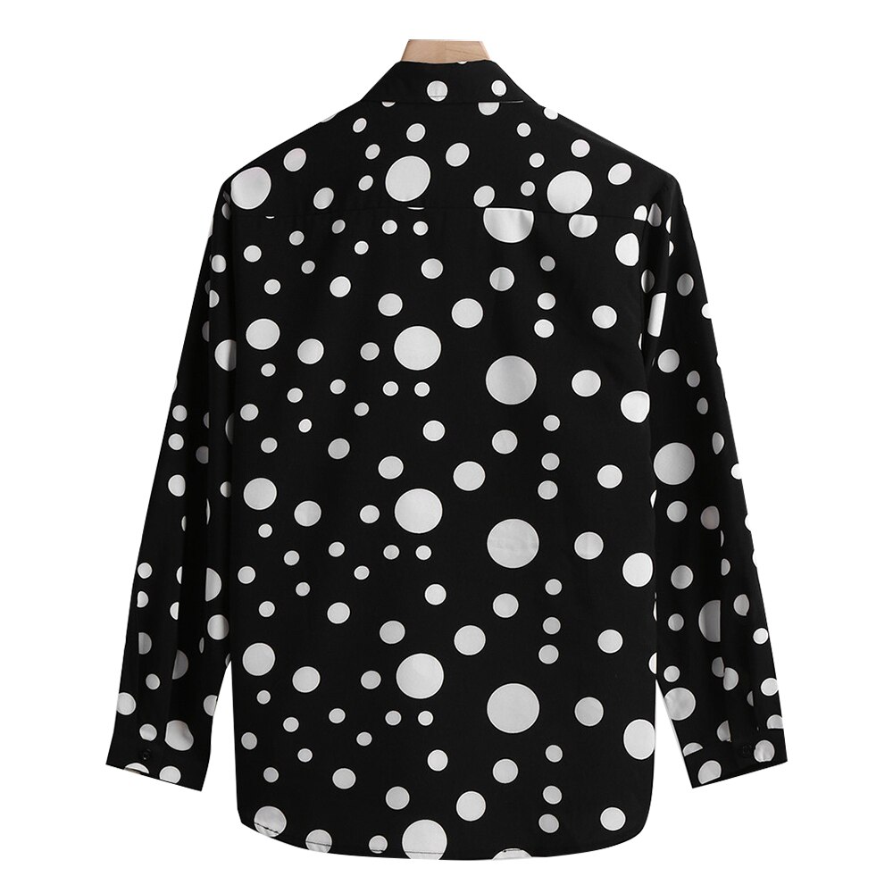 Herrskjorta pricktryckt långärmad topp fritidsskjortor för män kläder knapptröjor camisas para hombre manliga skjortor topp