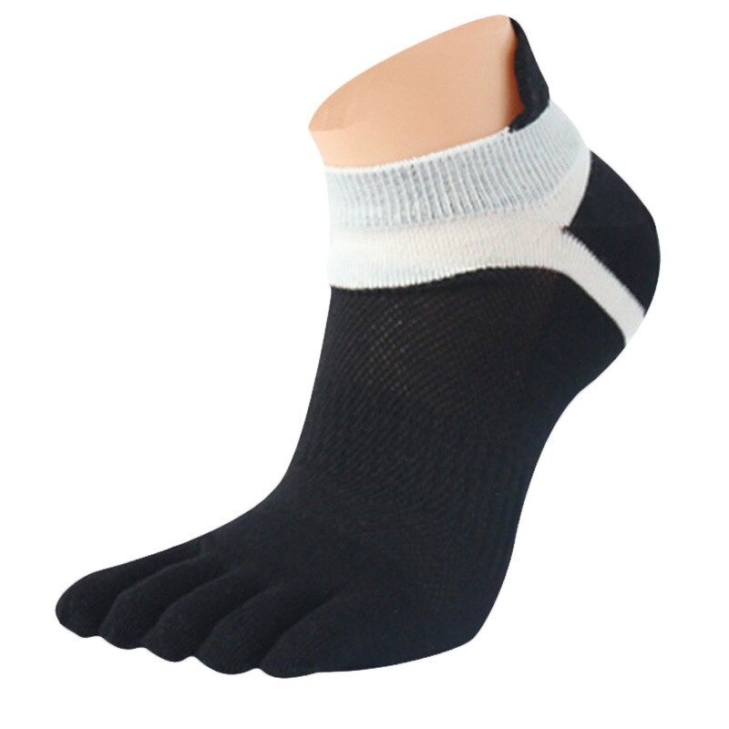 Five Finger Toe Socks Men Breathable Cotton no show Toe Socks 1 Pair Men Mesh Meias Running Five Finger Toe Socks /PY: black