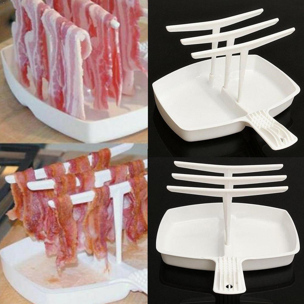 1pc kuchenka mikrofalowa bekon wieszak taca robić gotowania boczek narzędzia domu kuchenka akademik posiłek narzędzie gotowanie ostry bar użyj śniadanie S3L7