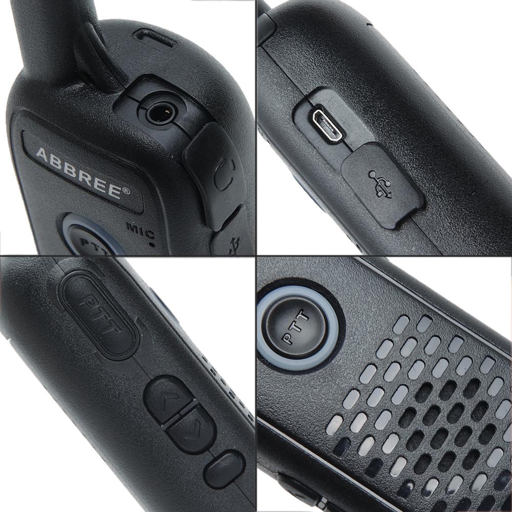 2 pz ABBREE AR-Q2 Mini portatile Walkie Talkie Dual PTT USB Charge VOX Radio bidirezionale ricetrasmettitore portatile UHF 400-470MHz