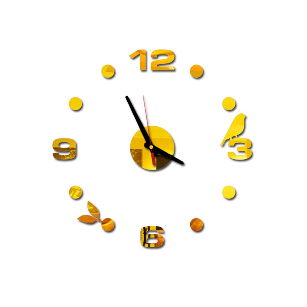 Horloge murale 3D à miroir en acrylique avec chiffres romains à imprimer, autocollants, chiffres romains, décoration de la maison, # GH: Or