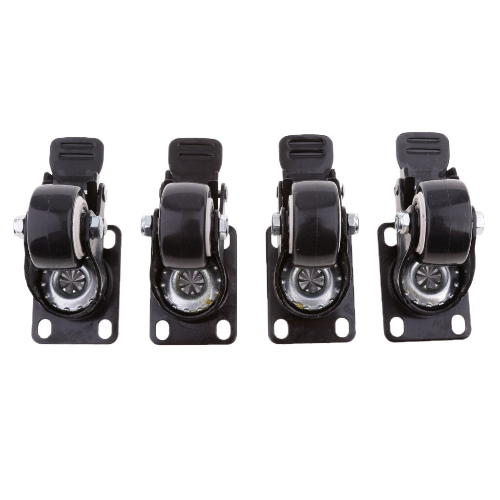 4X 40mm (1.5'')Heavy Duty PVC Castor Swivel Wheel Trolley Furniture Brake