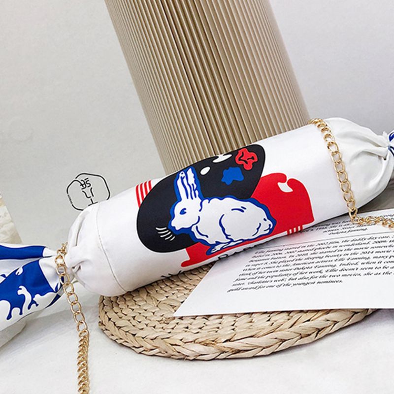 Mädchen-Segeltuch-handtasche mit Karikatur-motiv: weißes kaninchen, cremige Bonbons, damen- #39