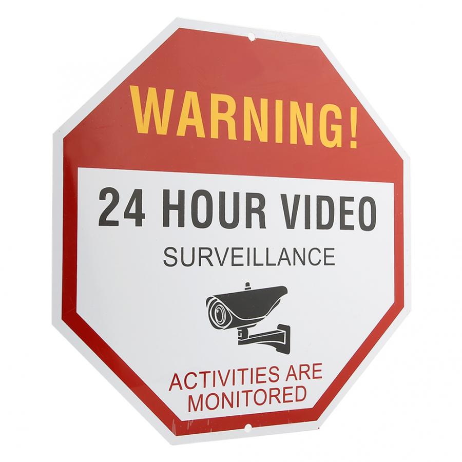 Video Surveillance Warning Sign 30*30cm 24 Hour Video Surveillance Security Avoid Intruders Novelty Aluminum Warning Sign