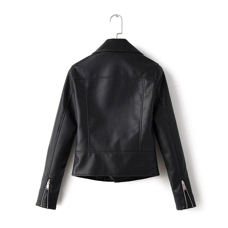 Wixra dames imitatie leren jassen rits casual pu jas omslagkraag basic jas klassieke streetwear herfst lente