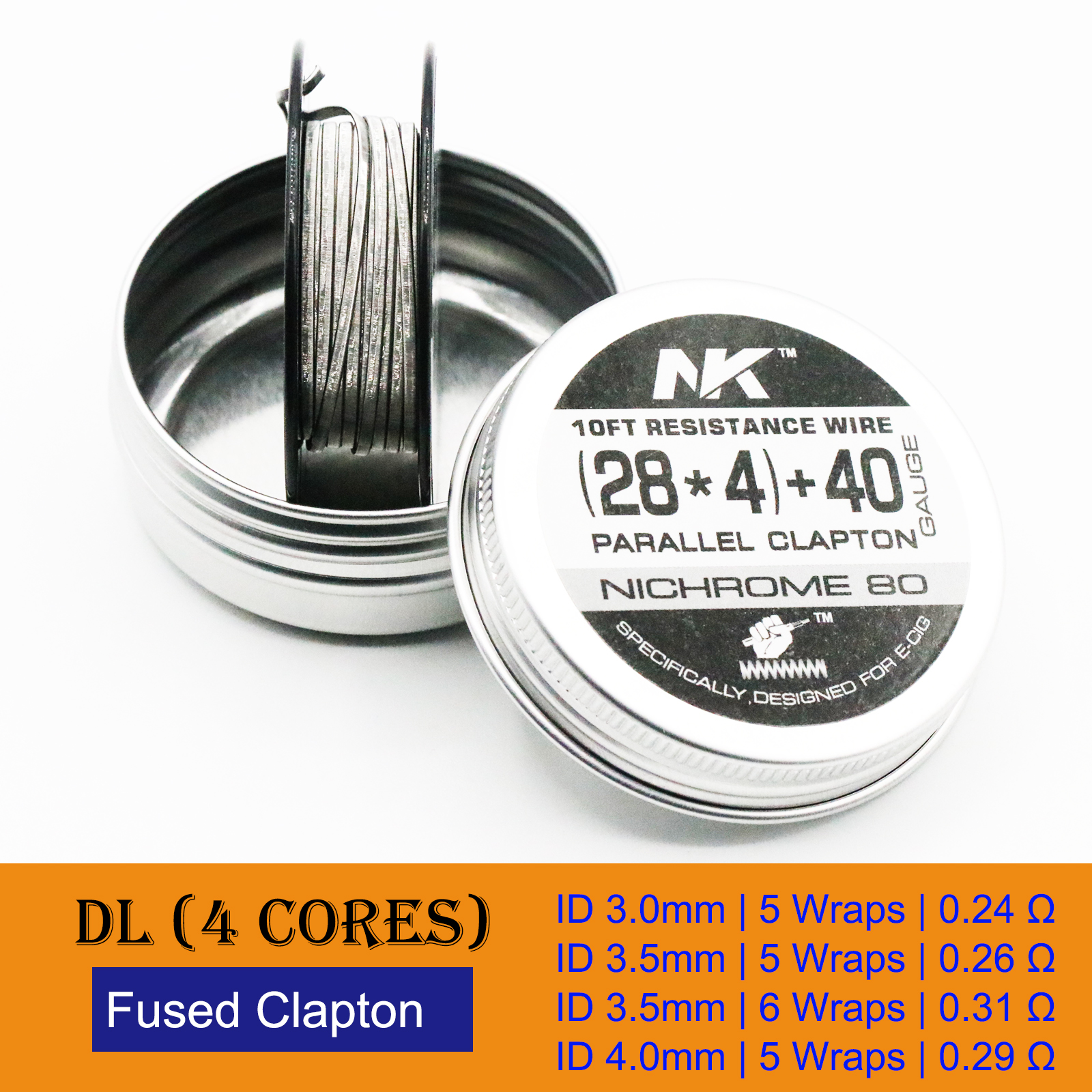 NK Ni80 filo di bobina Clapton fuso Nichrome sfalsato filo di riscaldamento alieno per Vape RDA RTA 10 piedi: 4. Ni80 28x4-40