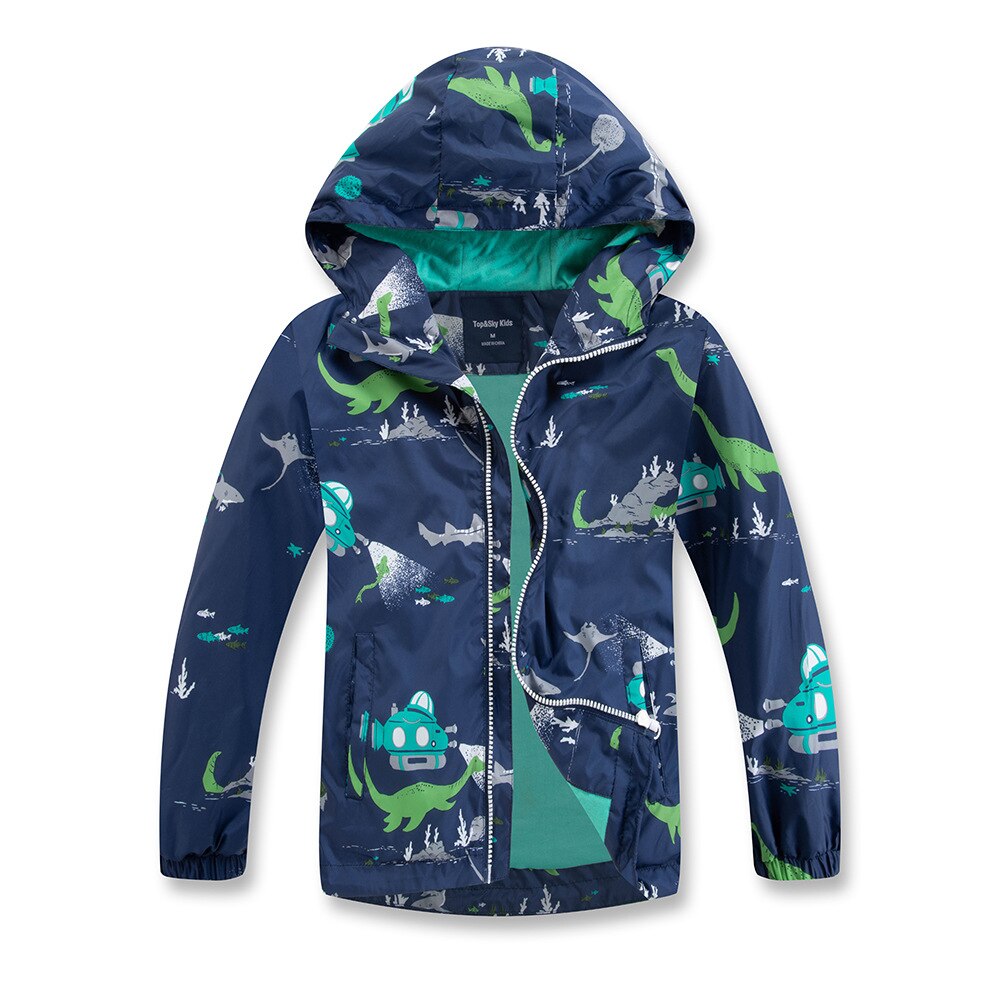 Lente Herfst Kinderen Windjack Jas Waterdicht Winddicht Kids Jongens Print Hooded Sportieve Polar Fleece Jas Dwq817