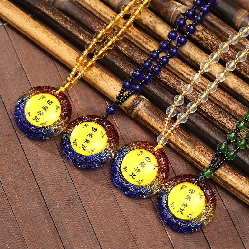 Tibetan Pendant Buddhism Amulet Necklace Shurangama Mantra Talisman Lucky Wealth Necklace Jewelry Accessories