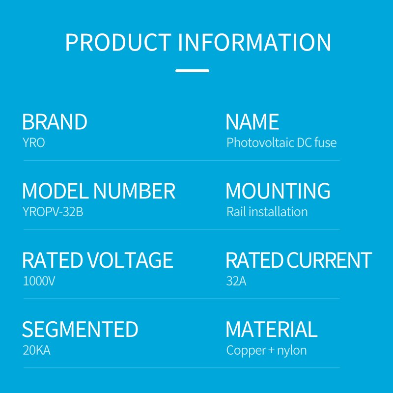 DC 1P 1000V PV Solar Fuse Fusible 10x38MM gPV with Fuse Holder for Solar PV System Protection YROPV-32B
