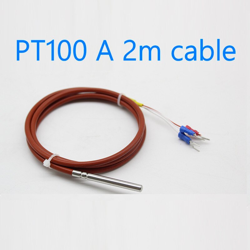 waterproof pt100 temperature sensor three wire platinum thermal resistance silicone wire shield cable: PT100 A 2m cable