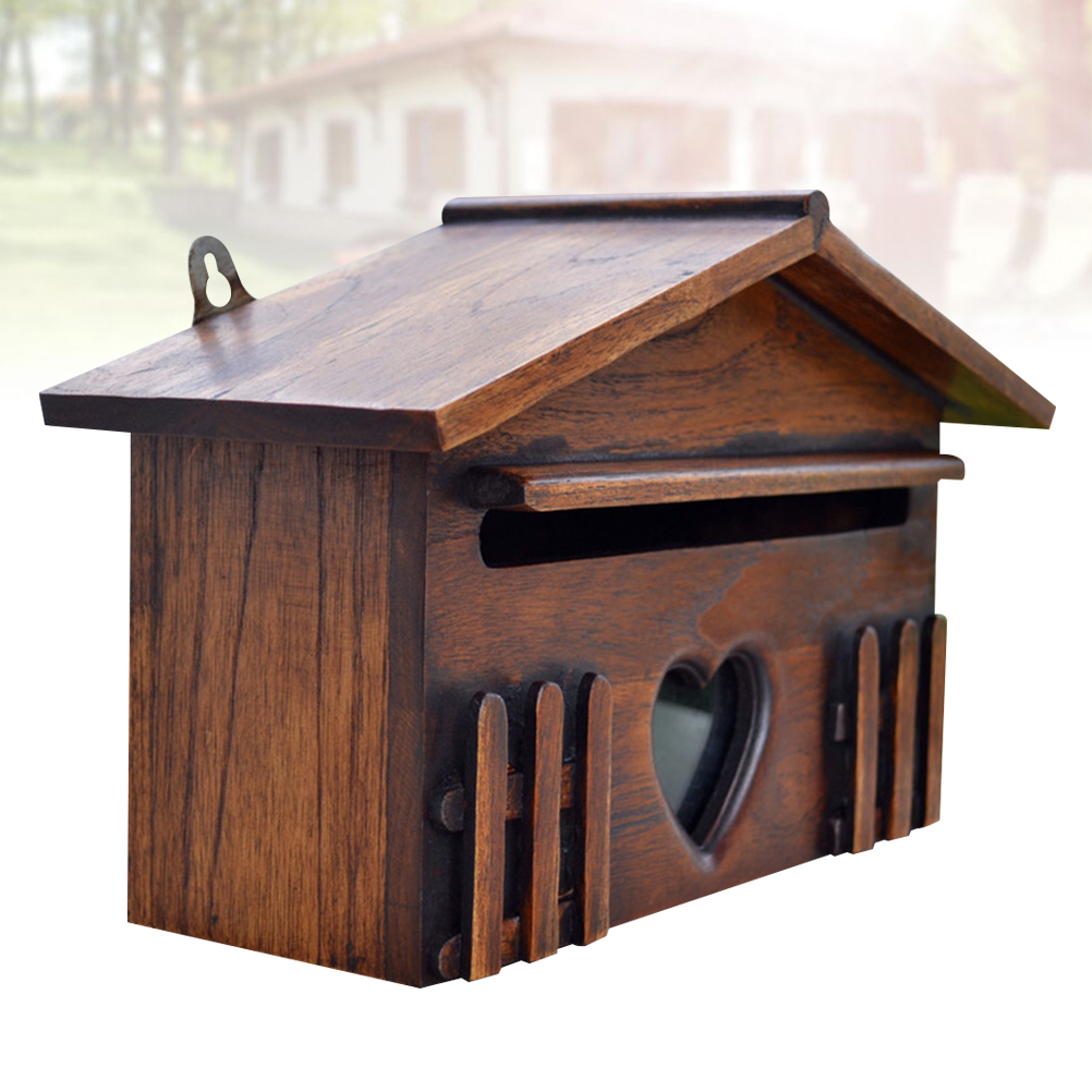 1 buzón de madera, buzón de correo exterior, caja de sugerencias a prueba de lluvia, caja de letra original para la empresa doméstica, 10x31x18,5 cm