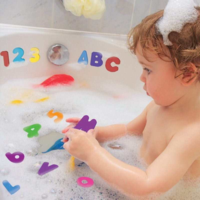 36pcs/lot Kids Floating Bath Letters Numbers Sticker Children Bathroom Educational Toys Colorful Baby Bathing Early Learning Toy