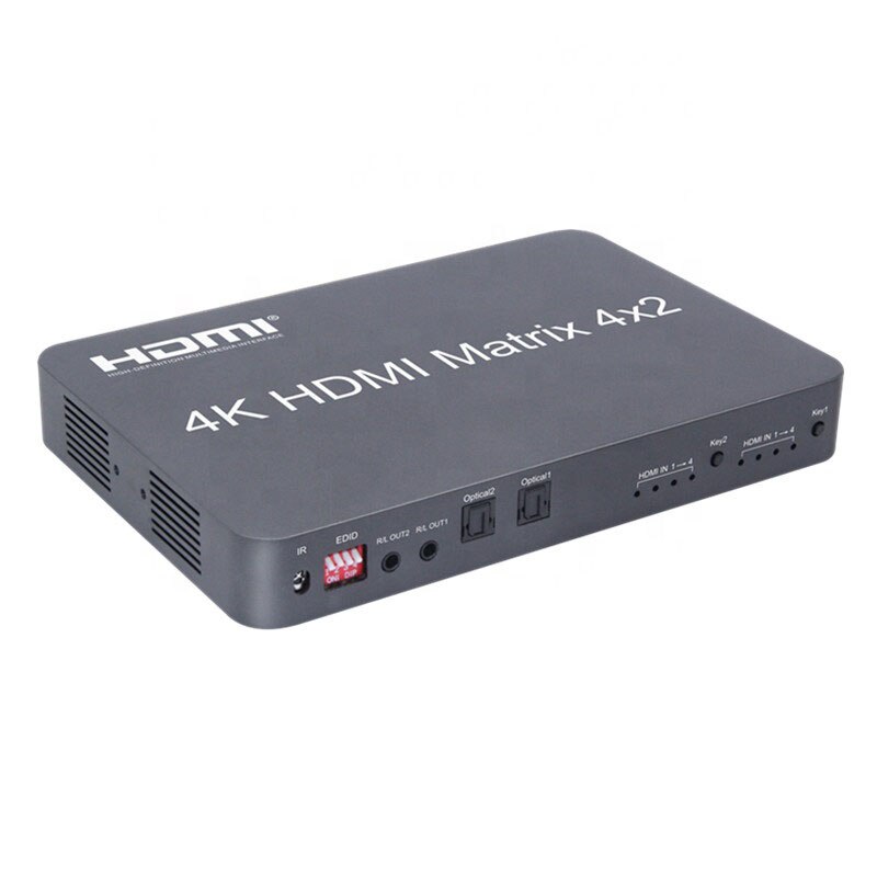 hdmi matrix switcher 4k 4x2 HDMI Matrix Switch Splitter EDID at 30Hz Full HD 1080P with IR Remote Control Switch