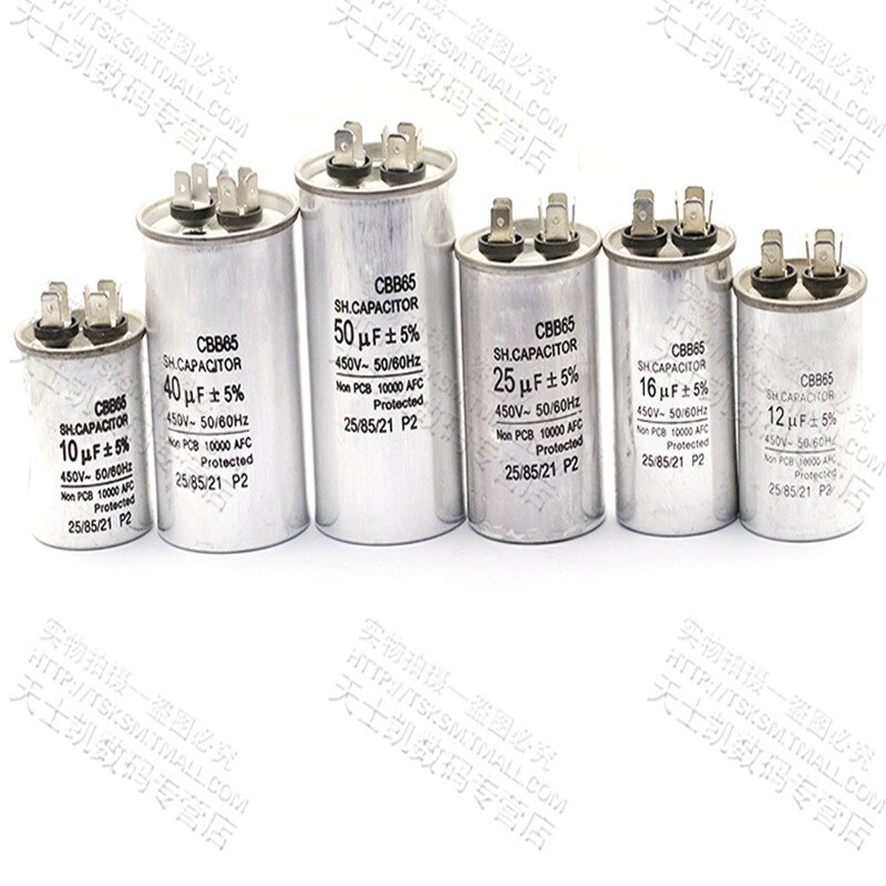 AC Motor Capacitor Air Conditioner Compressor Start Capacitor CBB65 450VAC 20uF 25uF 30uF 35uF 40uF 45uF 50uF 60uF 70uF