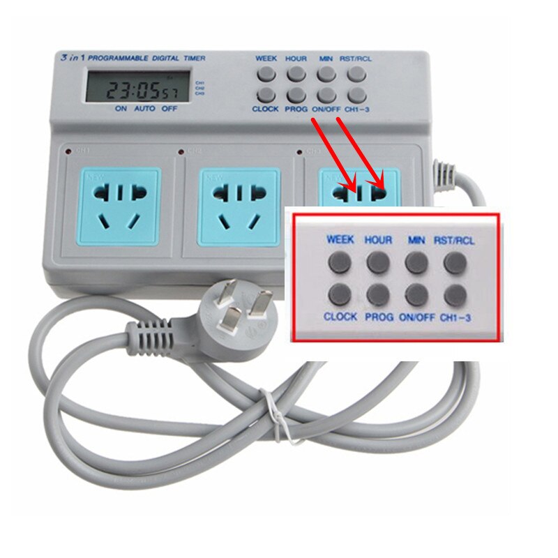 3 in 1 Programmierbare LCD Digital Timer Steckdose Aquarium Energie Zeit Steuerung Für Aquarium Licht Heizung Filter Wavemaker Dosierung pumpe