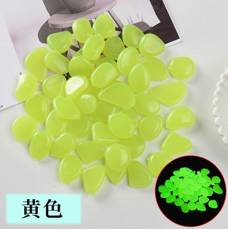 50/100 stücke Leucht Stein Glow Felsen Aquarium Mix Farbe Steine für Outdoor Gehwege Home Garten Yard Decor Fisch tank Kies Felsen: 100PCS / YELLOW