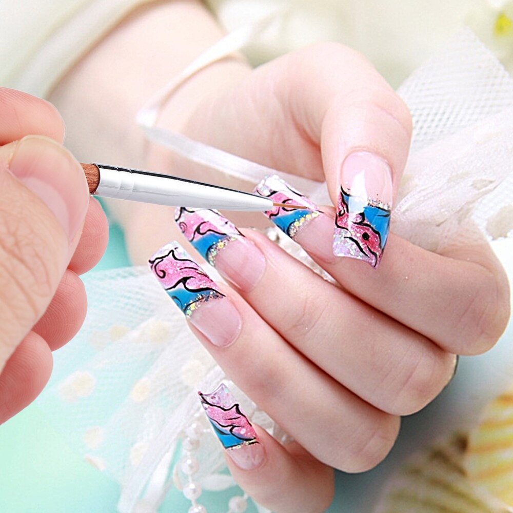 7mm długie włosy gwóźdź liniowiec rysunek pędzel robić malowania ultra-cienki długopis drewniany uchwyt narzędzie robić manicure paznokci DIY projekt wyposażyć