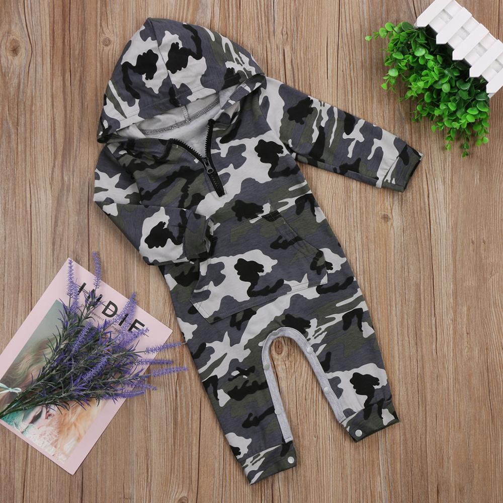 Baby Jumpsuit Camouflage Hooded Jumpsuit Baby Lange Mouwen Cartoon Herten Man Warm Romper Baby Boy 0-24M