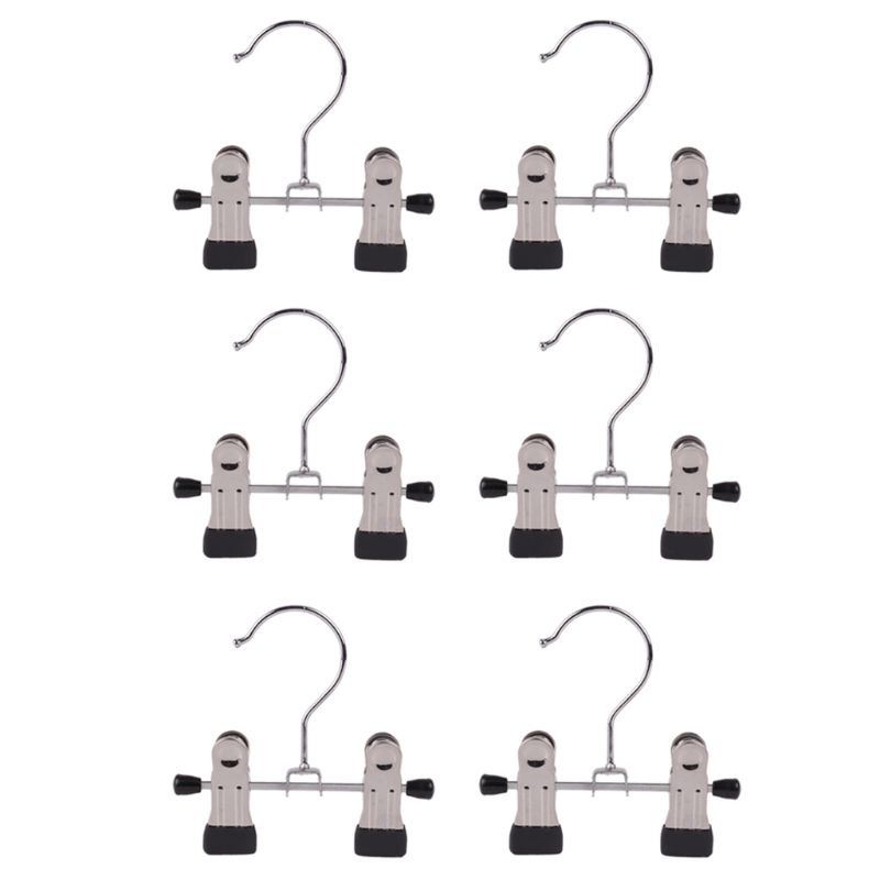6 pièces réglable en acier inoxydable étagère à chaussures pantalon dossier botte cintre titulaire Portable voyage blanchisserie crochet suspendus vêtements chaussette Clip: B