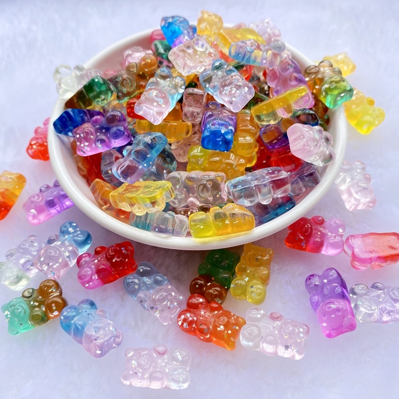 20 pçs/lote bonito urso misto flatback resina kawaii scrapbooking enfeites acessórios diy e49