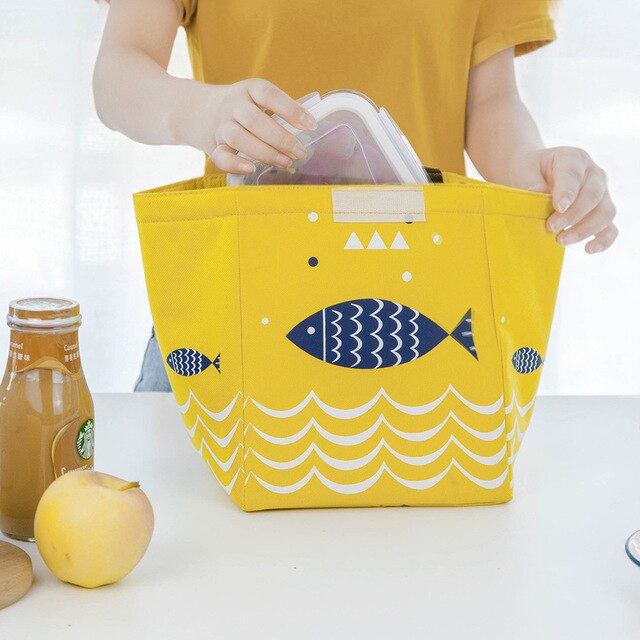 2019new Funktionale Muster Kühler Lunch Box Tragbare Isolierte Leinwand Mittagessen Tasche Thermische Lebensmittel Picknick Mittagessen Taschen Für Frauen Kinder