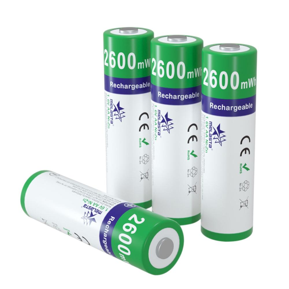 NiZn AA piles rechargeables NI-ZN 2600mWh 1.6V batterie pour jouets MP3 lumières solaires appareil photo numérique MP4 RC voiture avec 1 chargeur USB